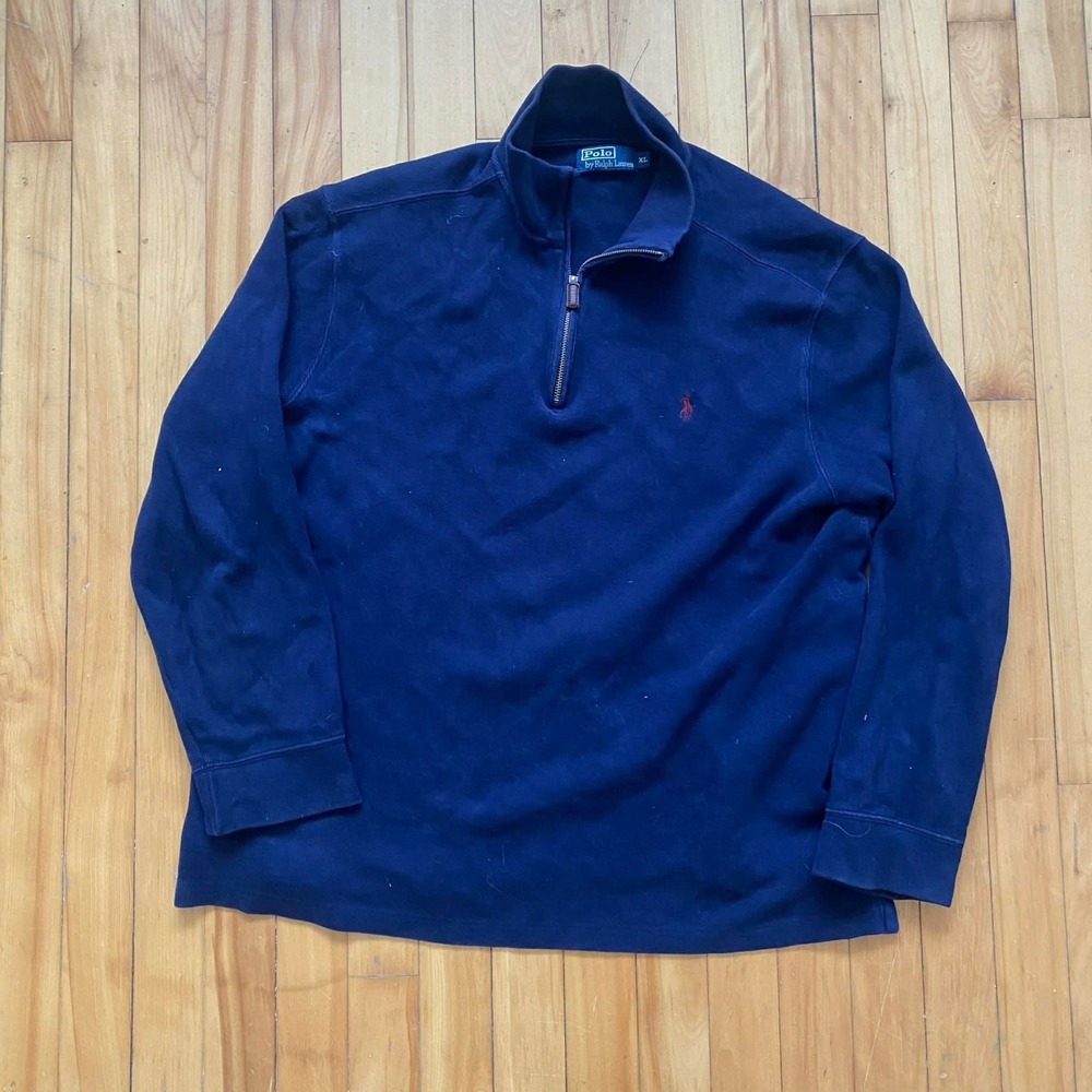 Polo Ralph Lauren Men's Navy Blue Fleece Quarter Zip Pullover Shirt XL